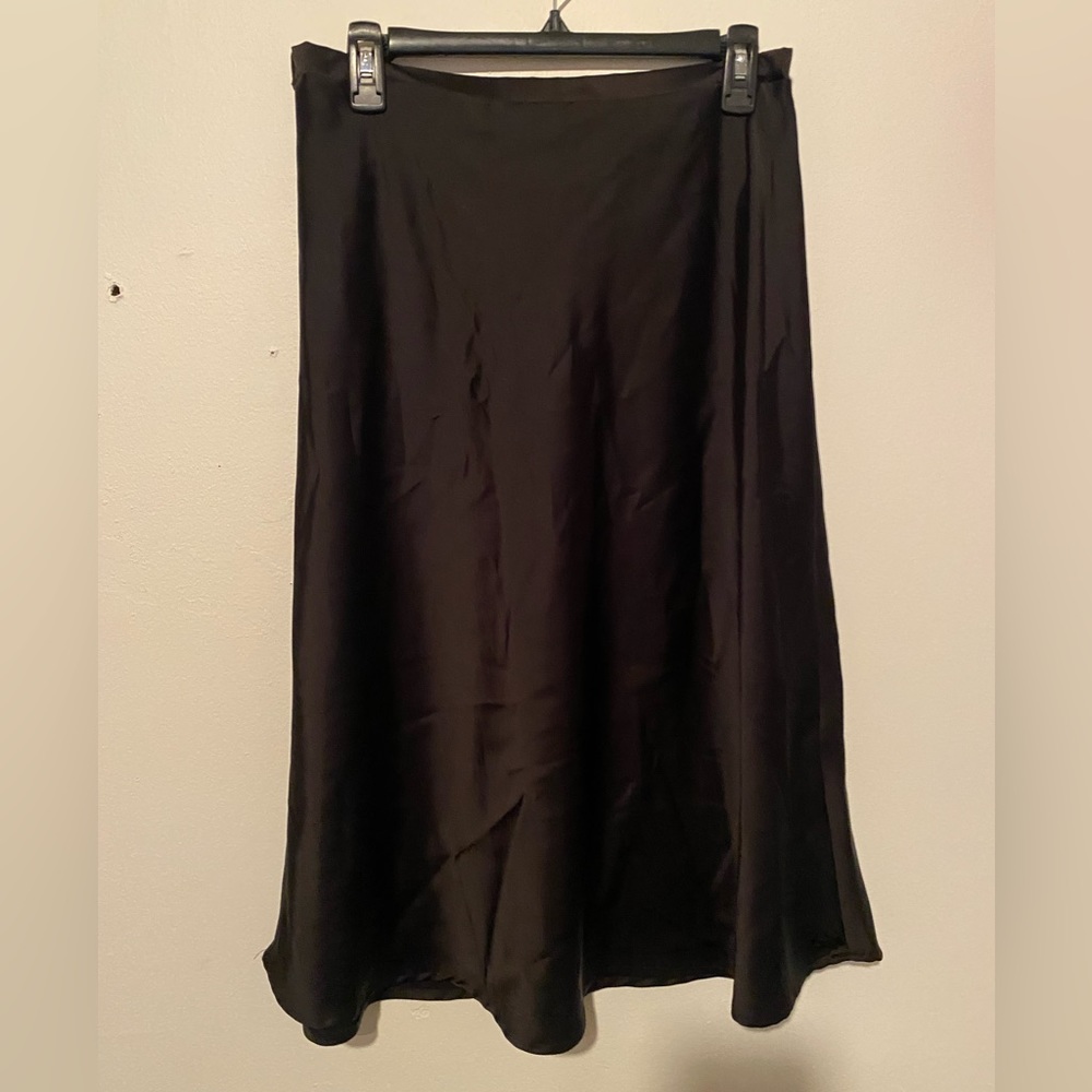 black polyester midi skirt